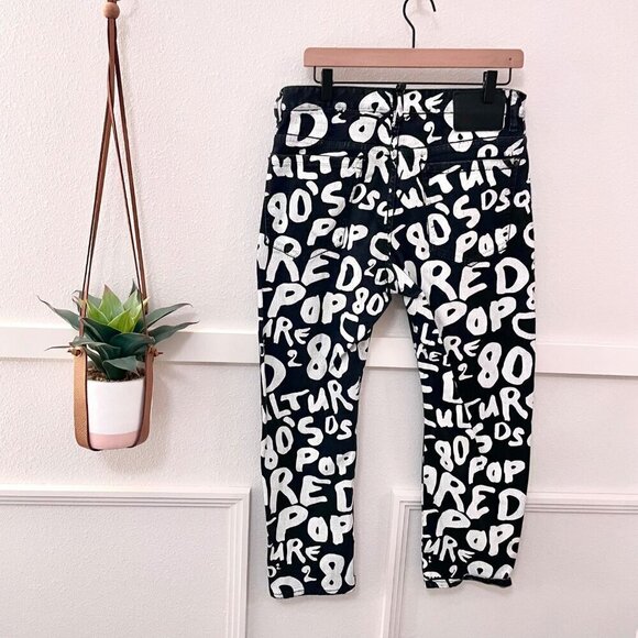 DSQUARED2 D2 Pop 80's Wash Bro Jeans Graffiti Size 46 - Picture 4 of 9